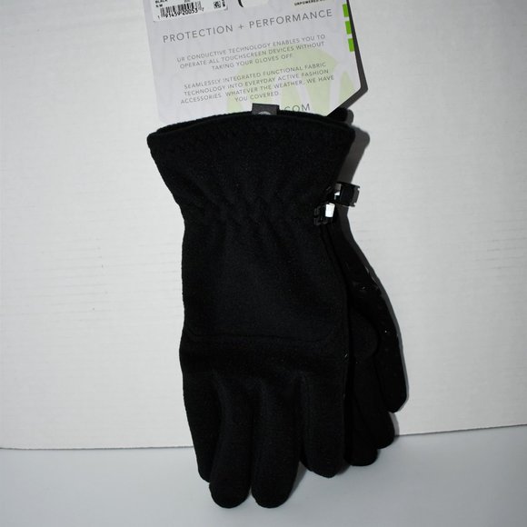 UR Men's Thermal Knuckle Fleece Seamed Gloves Black Size: S/M 22230DL22 NWT Deta - Picture 3 of 4